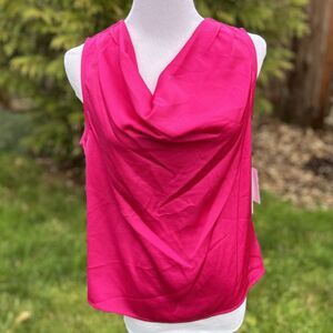 DKNY Sleeveless Cowl Neck Blouse Petite Small – Pink (Wild Berry) NWT